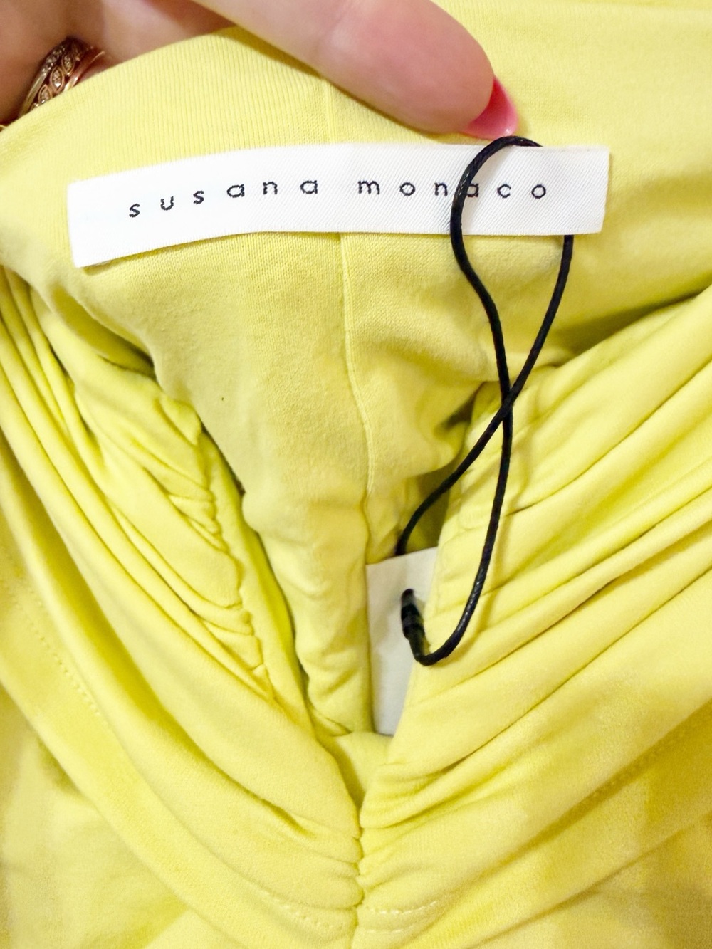 Susana Monaco V Wire Gathered Off The Shoulder Dress in Lemon Zest Revolve NEW - Picture 8 of 10